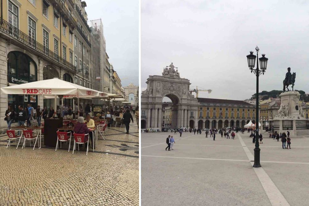 Parasols in the Commercial Square, in Lisbon